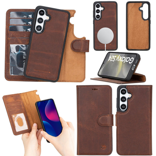 Buffalo Leather Samsung Galaxy S24 Plus Wallet with Detachable Case