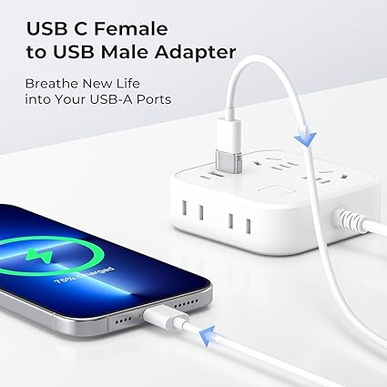 USB Type C Female to USB Male OTG Adapter. High-Speed Data Transfer, Compatible with Laptops, Tablets, Smartphone, Chargers and More Devices
