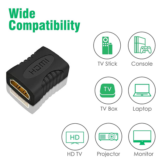 HDMI Extender Female to Female Coupler Adapter for HDTV, Laptop PC, Projector and etc - Black
