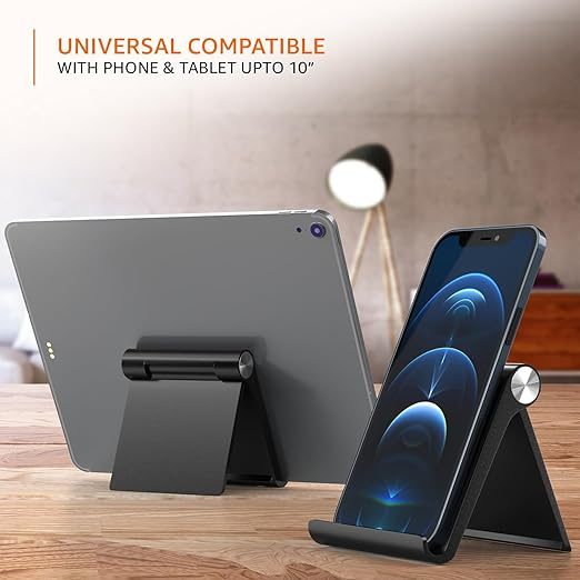 Multi Angle Tablet Tabletop Stand. Holder for iPhone, Android, Samsung, OnePlus, Xiaomi. Portable, Foldable Stand. Perfect for Bed,Office, Home, Gift and Desktop