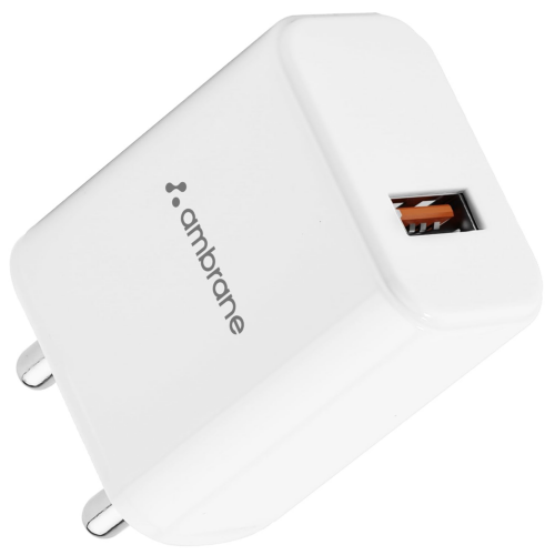 Ambrane 18W Wall Charger USB Port, Quick Charge 3.0, BoostedSpeed Mobile Charger Adapter