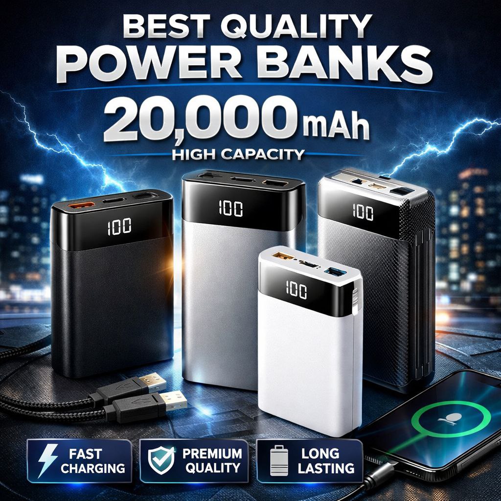 20000 Mah--Best Quality and Differnt Price Range of Power Bank in Mobiles (Offer Price)