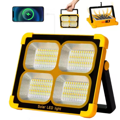 Portable Solar LED Flood Light Rechargeable Work Light with Mobile Charging | High Brightness Emergency Outdoor Lamp