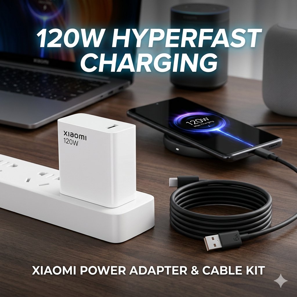 Xiaomi Mi 120W HyperCharge Power Adapter Combo (with Superfast 6A Type-C Cable)
