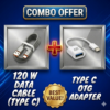 COMBO (OFFER) - 120 W Fast Charging Type C Data Cable & 3.0 High Speed Type C OTG Cable
