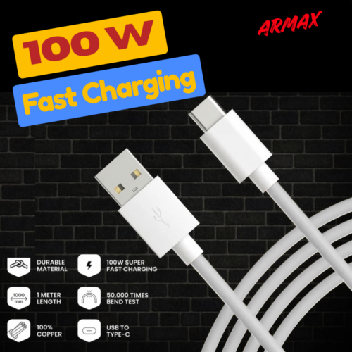 ARmax - 100W 6A USB to Type-C Fast Charging Support - High Speed Data Cable
