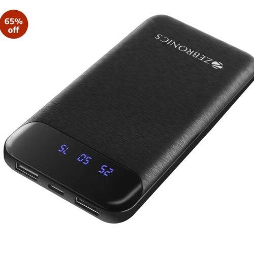 ZEBRONICS Power Bank, 10000 mAh, 12W, Dual USB Output