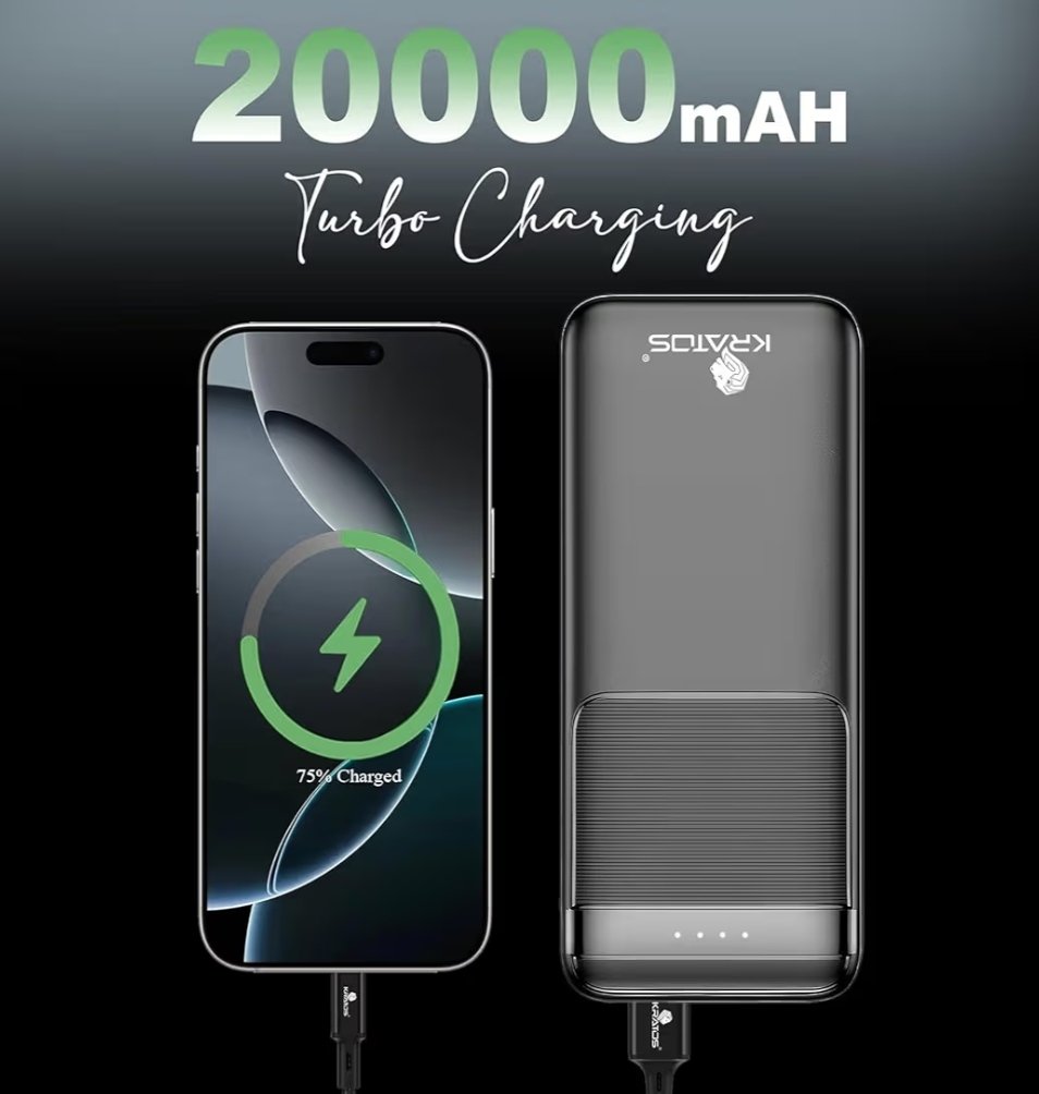 Kratos Legend Champ Power Bank 20000mAh, Fast Charging 22.5W, Triple Output