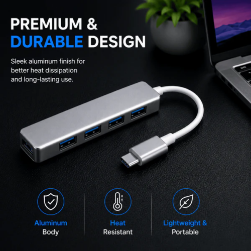 ARmax - Type C OTG hub - 4-in-1 Hub Multiport 3.0 Adapter, OTG Hub with Aluminium Shell